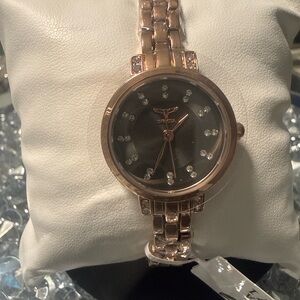 Invicta Women’s Rose Gold Crystal Accent Watch Analog Quartz Bracelet